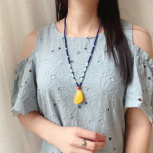 Load image into Gallery viewer, Genuine Amber Pendant Necklace Beaded with Lapis Nanhong Agate Turquoise | One of A Kind Jewelry Adjustable Style
