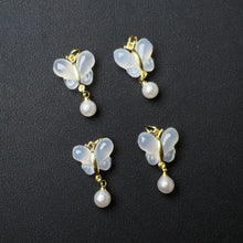 Load image into Gallery viewer, Natural White Chalcedony Butterfly Charms Pendants for DIY Jewelry Project
