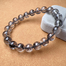 Load image into Gallery viewer, Natural Black Tourmalated Quartz Inclusion Crystal Bracelet with 9.4mm Beads | Men&#39;s Women&#39;s Healing Jewelry Remove Negativity
