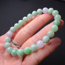 Load image into Gallery viewer, 8mm Natural A-grade Green and Purple Jadeite Beaded Bracelet | Heart Chakra Healing Stone Jewelry
