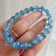 Load image into Gallery viewer, 9mm Aquamarine Bracelet from Brazil Old Mine Crystal with Nice Sea Blue | March Birthstone Pisces
