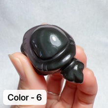 Load image into Gallery viewer, Super Cute Top-grade Rainbow Obsidian Hand-carved Cute Turtles Handmade Root Chakra Healing Stone Decors
