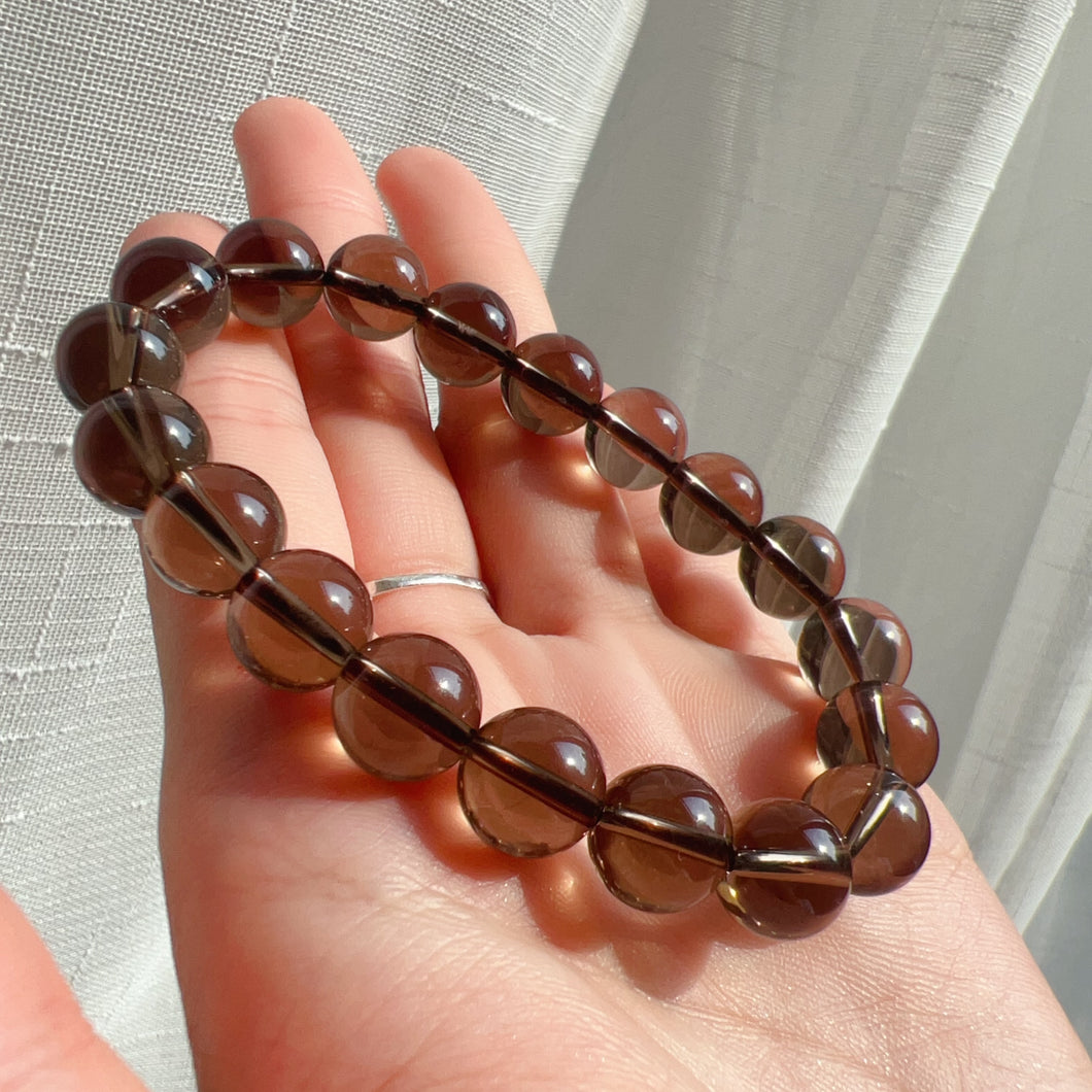 Stone of Health | Smoky Quartz Crystal Bracelet Handmade with High-quality 10mm Round Beads | Men's Women's Healing Crystal Jewelry