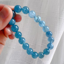Load image into Gallery viewer, High-quality Sea Blue Aquamarine Bracelet from Brazil Old Mine 10.6mm Beads | March Birthstone Pisces
