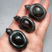 Load image into Gallery viewer, Super Cute Top-grade Rainbow Obsidian Hand-carved Cute Turtles Handmade Root Chakra Healing Stone Decors
