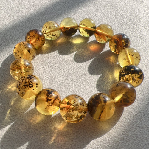 13.8mm Genuine Medicine Amber Large Beads Bracelet | Lucky Stone of Aries Gemini Leo Virgo