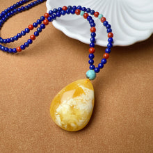 Load image into Gallery viewer, Genuine High-grade Amber Pendant Necklace Beaded with Agate Turquoise Lapis Lauzli | One of A Kind Handmade Jewelry Adjustable Style
