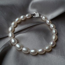 Load image into Gallery viewer, Classic Pearl Beaded Bracelet Best Luster Freshwater Pearl Natural Formed Beads with 925 Sterling Silver Lobster Clasp
