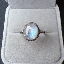Load image into Gallery viewer, High Quality Blue Moonstone Ring Handmade with 7.7x9.5mm Cabochon 925 Sterling Silver
