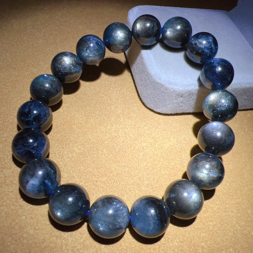 11.1mm Super Rare Strong Flashing Galaxy Aquamarine Beaded Bracelet | Handmade Reiki Healing Crystal Jewelry | 3rd Throat Chakra March Birthstone