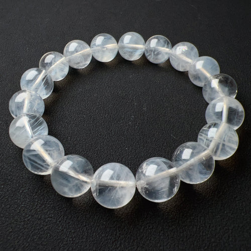 11.8mm Angel's Feathers Rare Large Beads Blue Needle Clear Quartz Bracelet | High Vibration Frequency Crown Chakra Healing