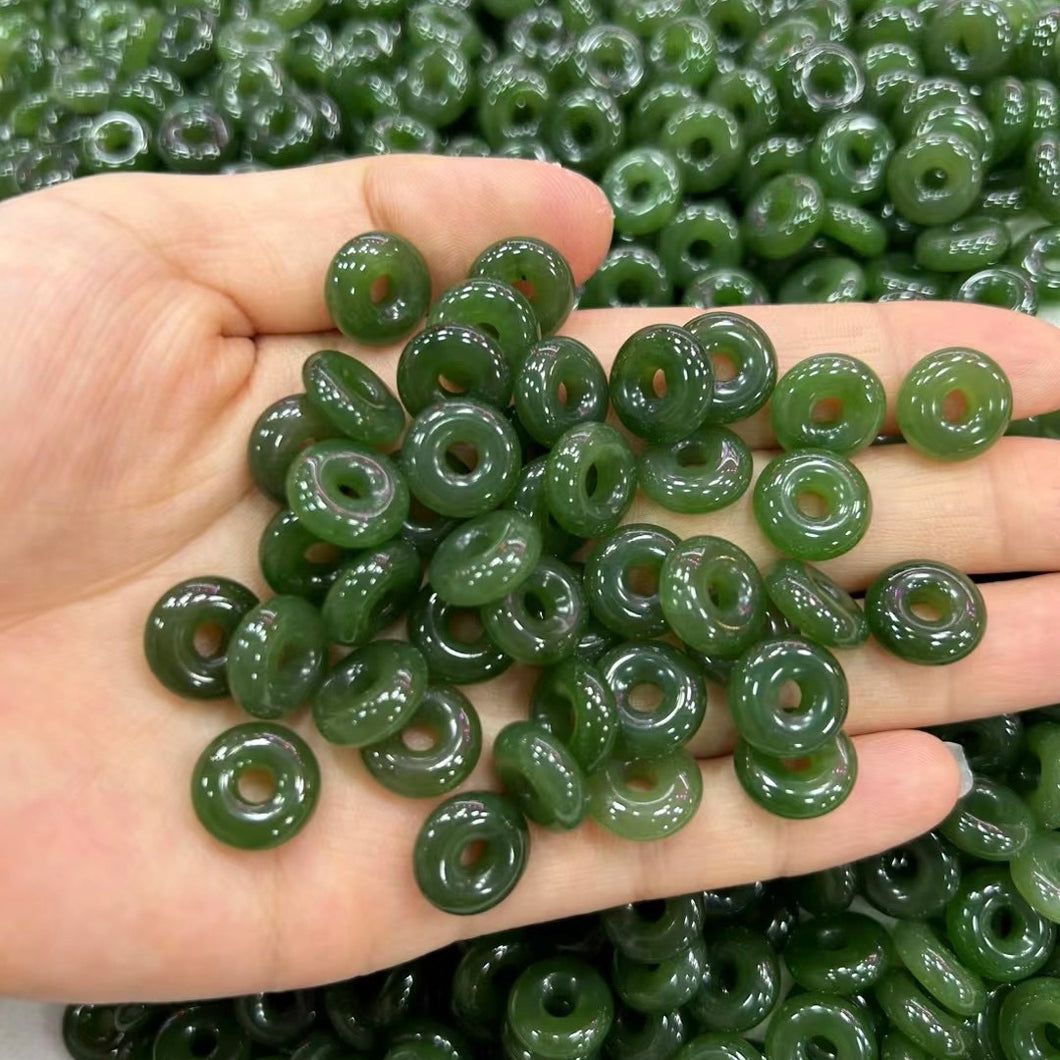 Natural Best Quality Nephrite Jade Amulet Donut Charms Pendants for DIY Jewelry Project