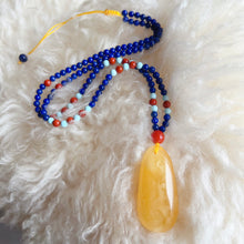 Load image into Gallery viewer, Genuine High-grade Amber Pendant Necklace Beaded with Agate Turquoise Lapis | One of A Kind Handmade Jewelry Adjustable Style

