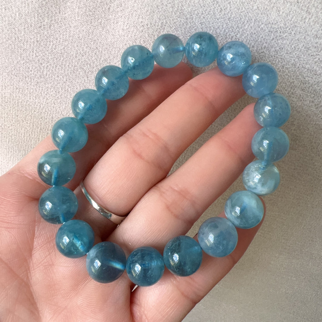 High-quality Sea Blue Aquamarine Bracelet from Brazil Old Mine | March Birthstone Pisces