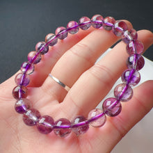 Load image into Gallery viewer, Natural Rare Lepidocrocite in Amethyst Smoky Bracelet in 8.2mm Beads - Purple Super Seven Crystal
