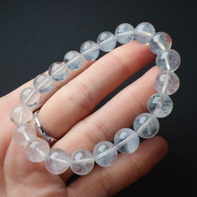 Load image into Gallery viewer, 9.8mm Natural Rare Blue Needle Clear Quartz Bracelet | Angel&#39;s Feathers | High Vibration Frequency Crown Chakra Healing
