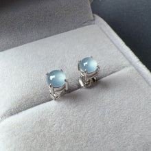Load image into Gallery viewer, Natural Rare Sky Blue Jadeite Stud Earrings Handmade with 925 Sterling Silver | One of a Kind Fashion Jewelry
