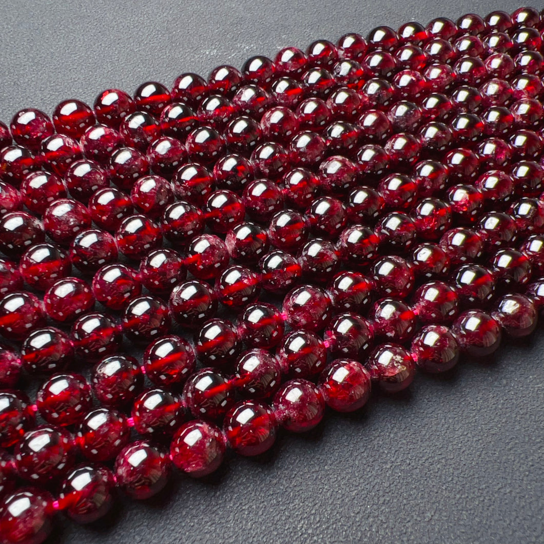 8 - 8.5mm Natural Almandine Red Garnet Round Bead Strands for DIY Jewelry Project