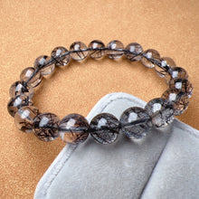 Load image into Gallery viewer, Natural Black Tourmalated Quartz Inclusion Crystal Bracelet with 9.5mm Beads | Men&#39;s Women&#39;s Healing Jewelry Remove Negativity
