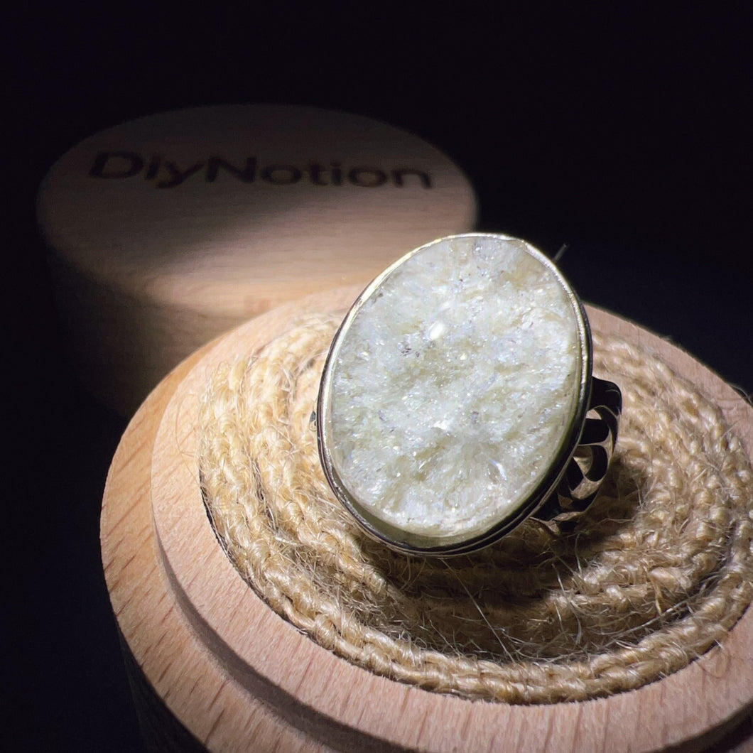 Rare Natural Sparkling White Phantom Quartz Ring Handmade with 925 Sterling Silver