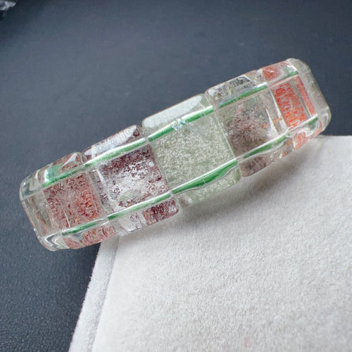 Natural Assorted Color Phantom Quartz Bangle Bracelet | Handmade Elastic Healing Crystal Jewelry