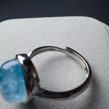 Load image into Gallery viewer, High Quality Sea Blue Aquamarine Ring Handmade with 8.5x11.7mm Cabochon 925 Sterling Silver Simple Adjustable Ring
