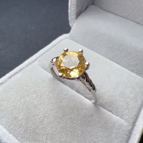 Top Clarity Round Cut Citrine Ring Handmade with 925 Sterling Silver Six Prongs | One of A Kind Jewelry