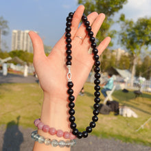 Load image into Gallery viewer, 10mm Top Grade Black Tourmaline Beaded Necklace | Handmade Reiki Healing Crystal Jewelry | 1st Root Chakra Remove Negativity
