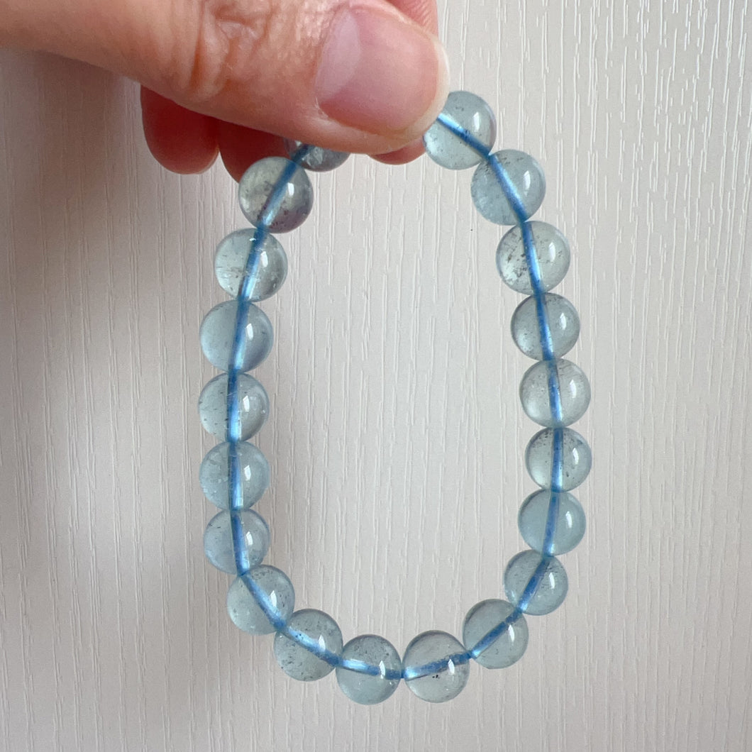 Natural High Clarity Saint Maria Blue Aquamarine with 9.3mm Beads | March Birthstone Pisces