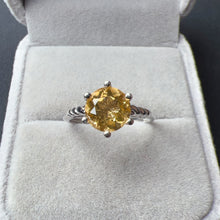 Load image into Gallery viewer, Top Clarity Round Cut Citrine Ring Handmade with 925 Sterling Silver Six Prongs | One of A Kind Jewelry
