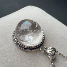 Load image into Gallery viewer, Good Clarity Water Enhydro Clear Quartz Crystal Pendant Necklace Handmade with 925 Sterling Silver One of A Kind Jewelry
