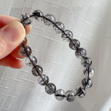 Load image into Gallery viewer, Natural Black Tourmalated Quartz Inclusion Crystal Bracelet with 9.5mm Beads | Men&#39;s Women&#39;s Healing Jewelry Remove Negativity
