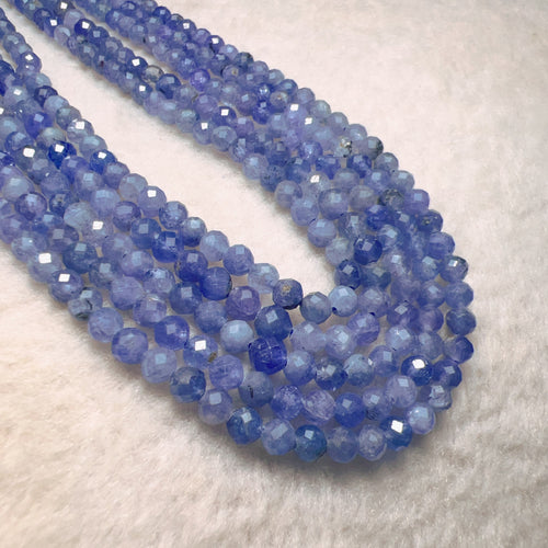 4mm Natural Faceted Violet Tanzanite Round Bead Strands for DIY Jewelry Project