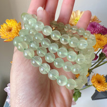 Load image into Gallery viewer, Stone of Hope Best Green Color Prehnite Bracelet 8.7mm Natural Heart Chakra Healing Stone
