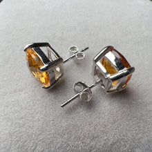 Load image into Gallery viewer, Natural Top-grade Square Cut Citrine Stud Earrings Handmade with 925 Sterling Silver | One of a Kind Fashion Jewelry
