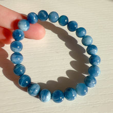 Load image into Gallery viewer, Rare Deep Sea Blue Aquamarine Bracelet 8.4mm Round Beads from Brazil Old Mine | March Birthstone Pisces
