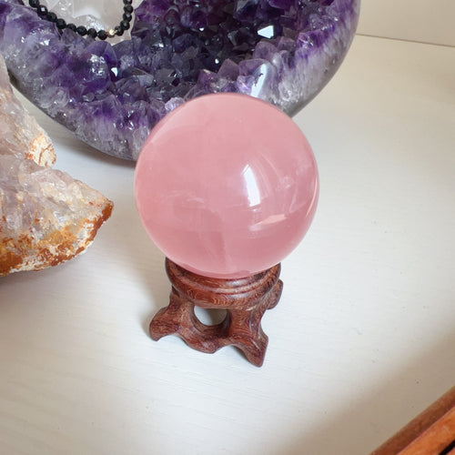 40.2mm Nice Pink Rose Quartz Sphere Reiki Healing Crystal Heart Chakra