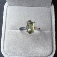 Load image into Gallery viewer, Handmade Moldavite Raw Stone Ring 925 Sterling Silver Prongs | Rare High-frequency Healing Stone
