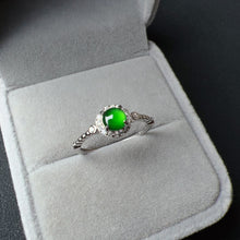 Load image into Gallery viewer, Best Royal Green Natural Jadeite RIng Handmade with 925 Sterling Silver ＆ CZ Stones | One of a Kind Fashion Jewelry
