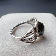 Load image into Gallery viewer, Top Clarity Black Tourmalated Ring Handmade with Vintage 925 Sterling Silver Adjustable Ring Band

