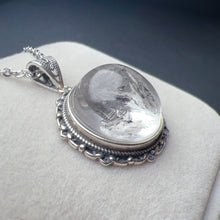 Load image into Gallery viewer, Good Clarity Enhydro Clear Quartz Crystal Pendant Necklace Handmade with 925 Sterling Silver One of A Kind Jewelry
