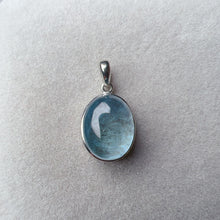 Load image into Gallery viewer, Nice Clarity Aquamarine Cabochon Pendant Necklace | Throat Chakra Healing Crystal Jewelry
