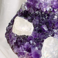 Load image into Gallery viewer, 429.6g Natural Amethyst Raw Stone Geode with Calcite Crystal Inclusion
