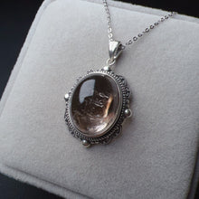 Load image into Gallery viewer, Rare Enhydro Smoky Quartz Crystal Pendant Necklace Handmade with 925 Sterling Silver One of A Kind Jewelry
