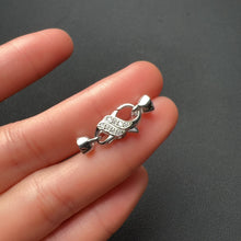 Load image into Gallery viewer, 925 Sterling Silver Lobster Clasp with Bail 18K White Gold Plated and Zircon Pearl Clasp Handmade DIY Jewelry Making Supply
