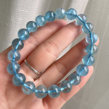 Load image into Gallery viewer, Natural 9.5mm Aquamarine Bracelet from Brazil Old Mine Crystal | March Birthstone Pisces
