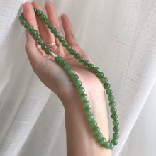 Load image into Gallery viewer, Beautiful Emerald Green Nephrite Jade Beaded Necklace with 925 Sterling Silver Clasp | Natural Heart Chakra Healing Stone Jewelry
