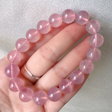 Load image into Gallery viewer, 11.1mm High Quality Rose Quartz Beaded Bracelet | Handmade Healing Crystal Heart Chakra Jewelry | Improve Your Love Life and Relationship
