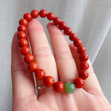 Load image into Gallery viewer, Handmade Nanhong Agate with Green Nephrite Bracelet | Natural Root Chakra Healing Stone Jewelry
