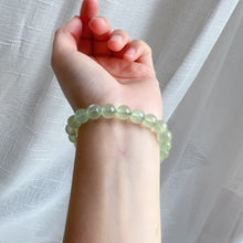 Load image into Gallery viewer, Stone of Hope Best Green Color Prehnite Bracelet 8.7mm Natural Heart Chakra Healing Stone
